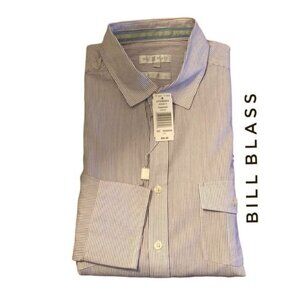 Bill Blass‎ Pinstripe Shirt wRollbutton Sleeves Size L